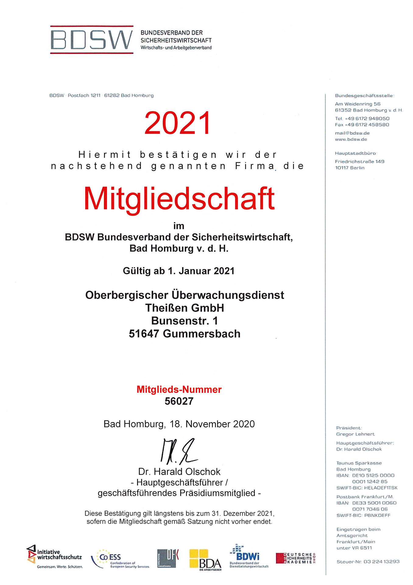 Zertifikat BdsW 2021