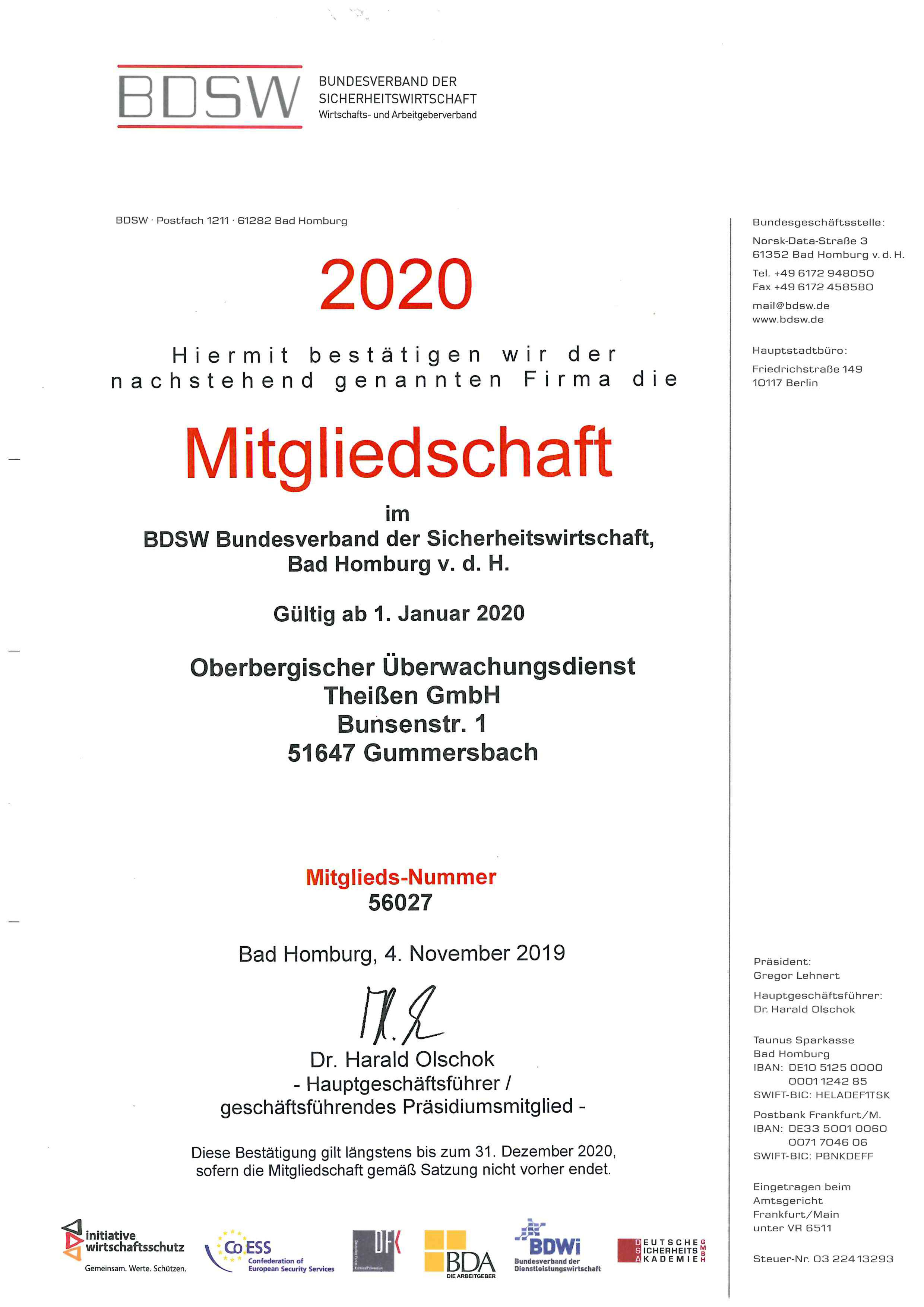 Zertifikat BdsW 2020